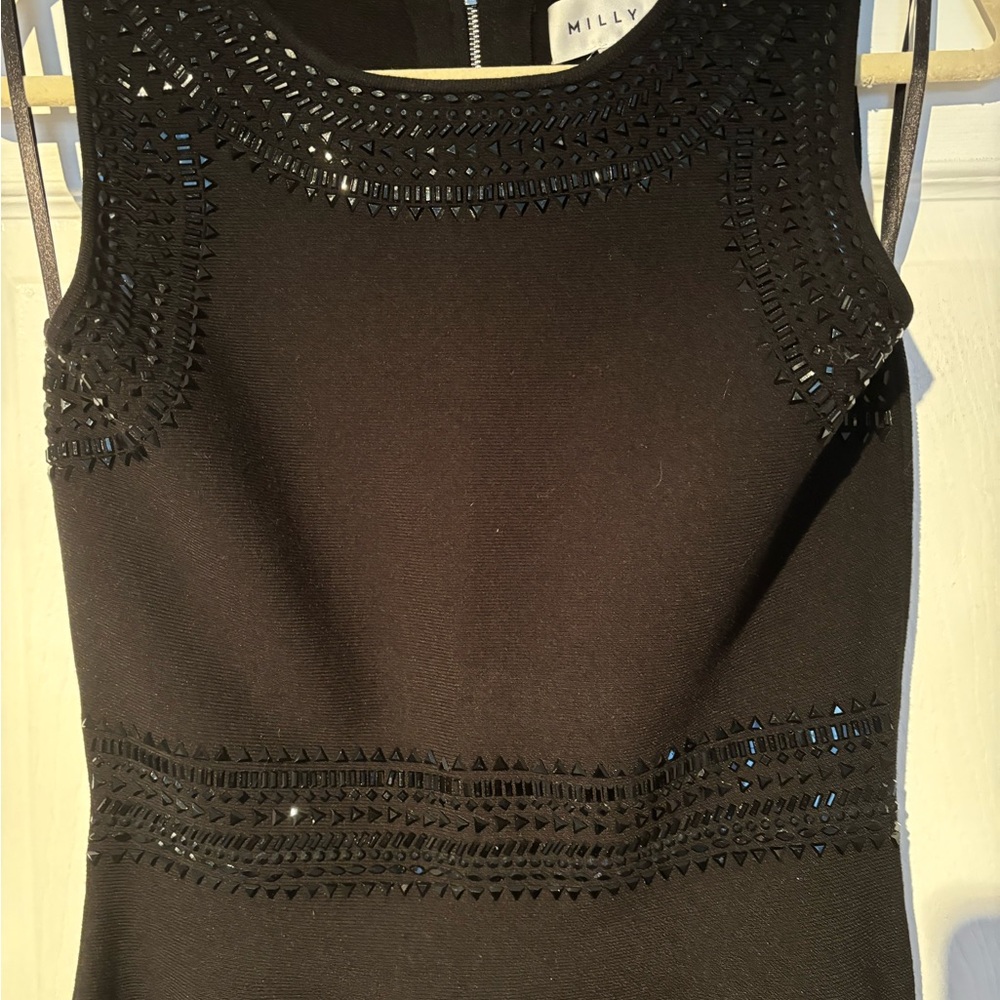 Black Knitted Dress with embroidered beads.